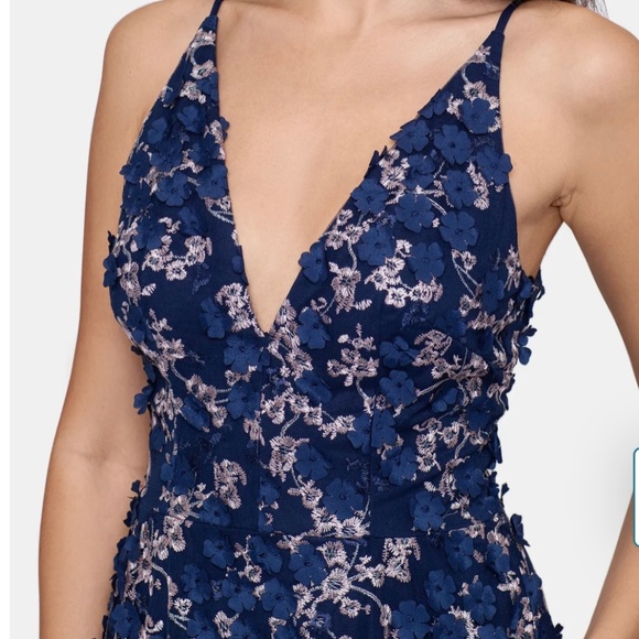 Xscape Navy and Blush floral gown - Picture 1 of 8